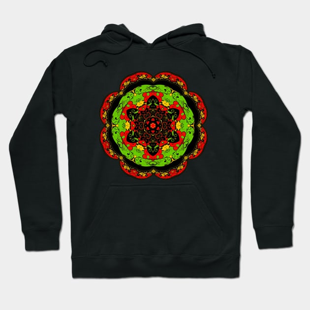 Tibetean themed colorful kaleidoscopic Mandala Hoodie by Matbu